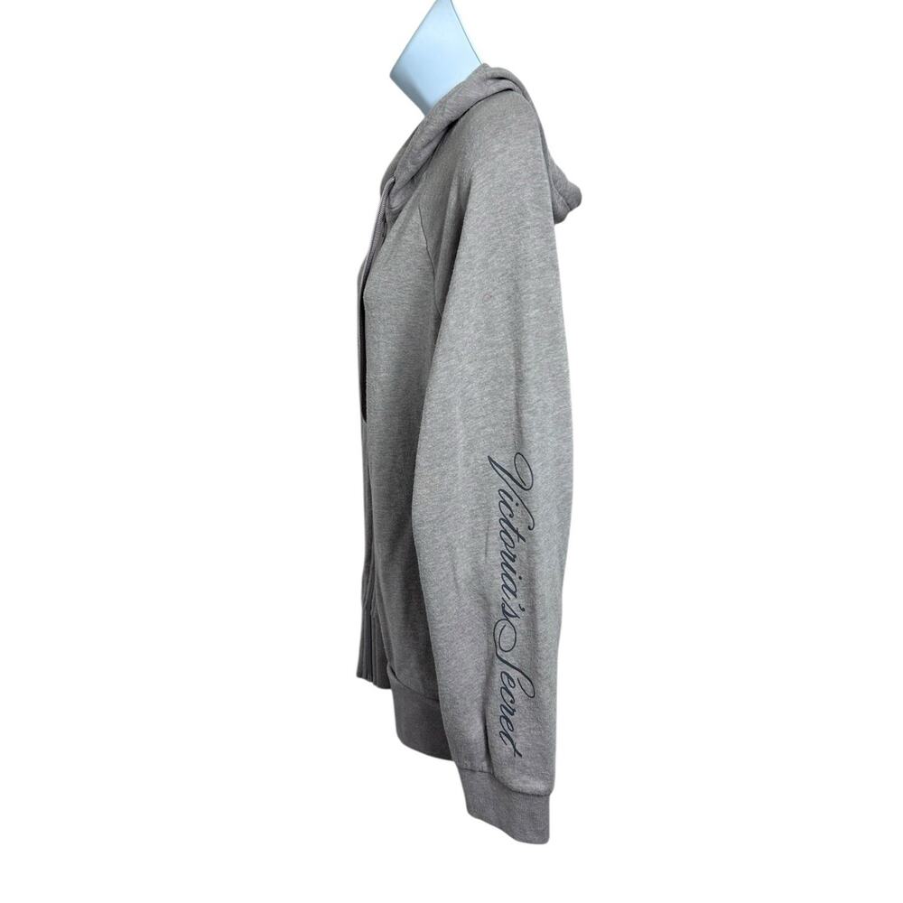 Victoria's Secret Full Zip Hoodie Sz L Fleece Sweatshirt Athletic Grayish Purple - Picture 3 of 8